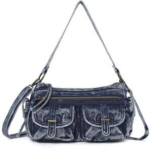 Women Shoulder Bag Multi Pocket Blue